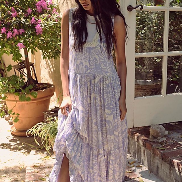 Free People Tiers For You Maxi Dress in Lavender Combo sz XS NWT $168R - Picture 3 of 5